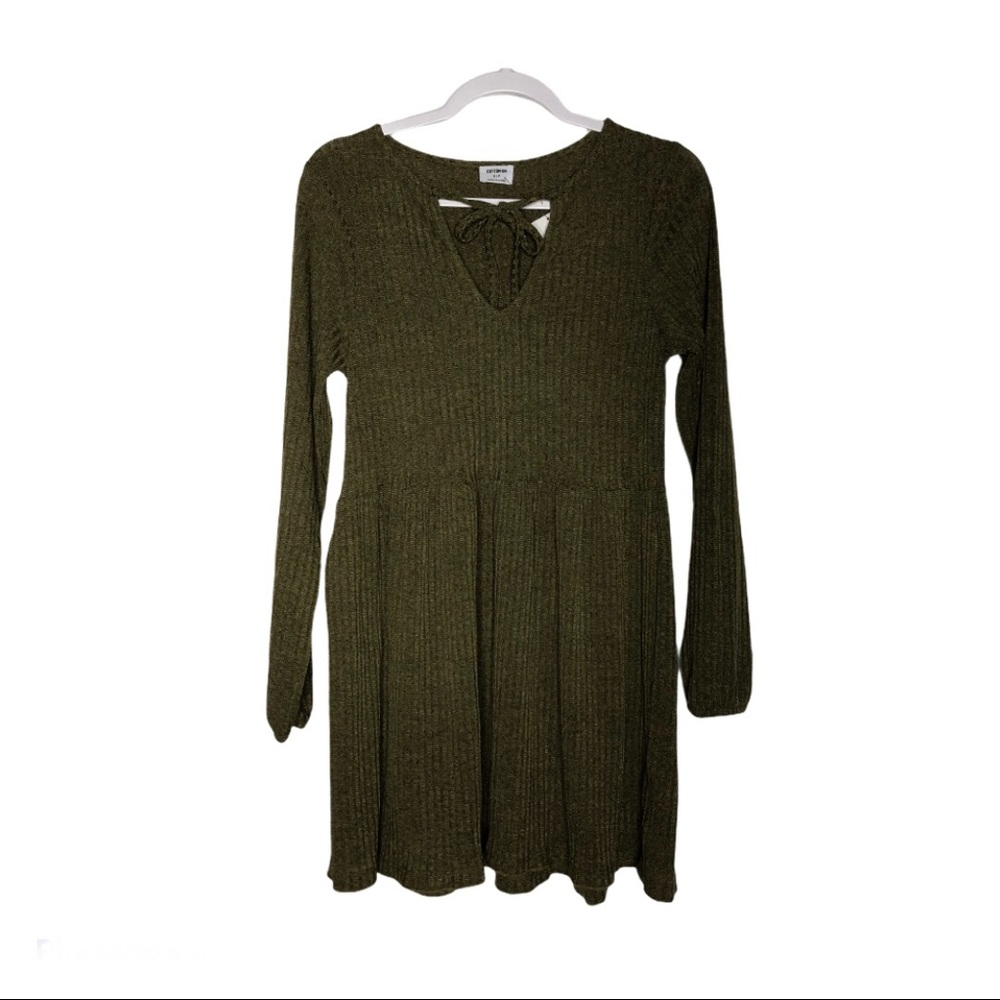 olive green baby doll dress